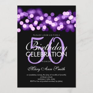 Invitation Glam hollywoodien violet de 50e anniversaire