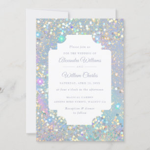 Invitation Glam Holographic Parties scintillant Mariage moder