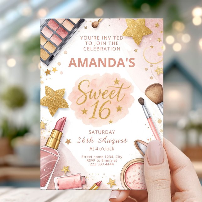 Invitation Glam Makeup Sweet Sixteen Party (Créateur téléchargé)