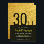 Invitation Glam moderne Black Gold Sparkle 30e anniversaire<br><div class="desc">Célébrez votre fête d'anniversaire avec ce Glam moderne élégant Black Yellow Gold Parties scintillant étincelante Carte d'anniversaire Invitation.</div>