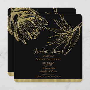 Invitation Glam moderne Gold & Black Fête des mariées tropica