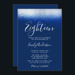 Invitation Glam Navy Blue 18e anniversaire<br><div class="desc">Cette invitation moderne à 18ème anniversaire est conçue pour impressionner ! Faux-lumières à la mode sur un arrière - plan bleu marine avec une police de script moderne.</div>