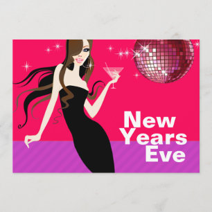 Invitation Glam New Years Eve Party - petite robe noire