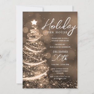 Invitation GLAM Noël Holiday Open House Party Gold