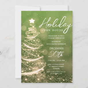 Invitation GLAM Noël Holiday Open House Party Green