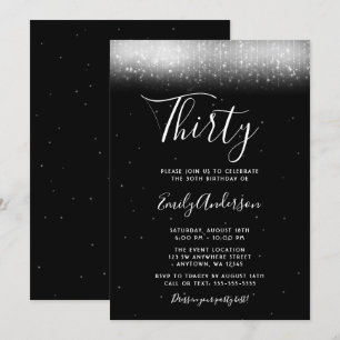 Invitation Glam noir et blanc 30e anniversaire
