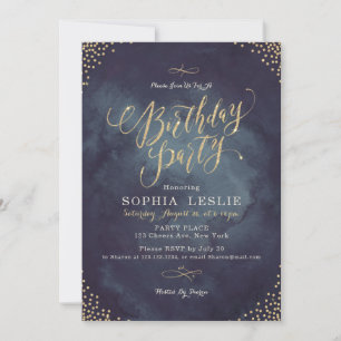 Invitation Glam nuit or parties scintillant calligraphie fête