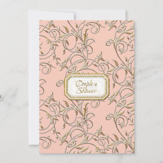 Invitation Glam Old Hollywood Regency Rose Fête de Couple (Devant)