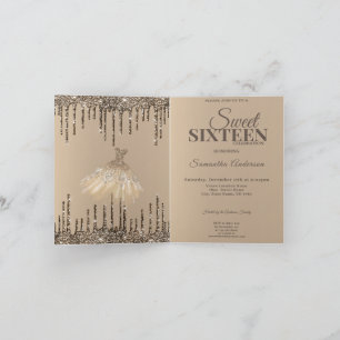 Invitation Glam Parties scintillant or étincelle douce 16 fêt
