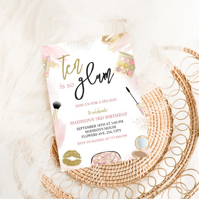 Invitation Glam Party Spa de maquillage fille 10e fête d'anni (Créateur téléchargé)