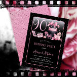 Invitation Glam Pink Black Fashion 90th Birthday Party<br><div class="desc">Le design glamour du 90e anniversaire, rose et noir, est inspiré de la couture française, avec un gâteau de boîte casquette, des stilettos roses et un sac de maquillage parmi divers cadeaux d'anniversaire non ouverts et de succulents cupcakes. Parfait pour célébrer des anniversaires. Age est créé dans une police de...</div>