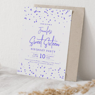 Invitation Glam Purple Faux Foil Dots Sweet 16 Party