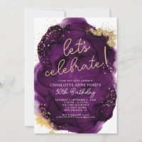 Glam Purple Gold Parties scintillant Encre d'alcoo