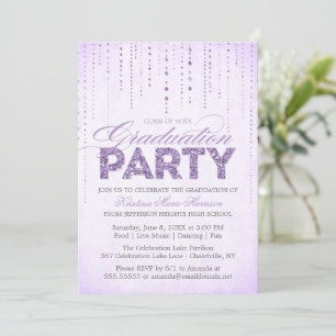 Invitation Glam Purple Parties scintillant Gems Graduation Pa