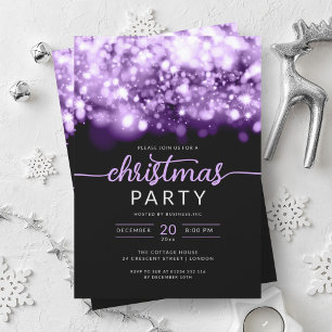 Invitation Glam Purple Winter Sparkings Company Fête de Noël