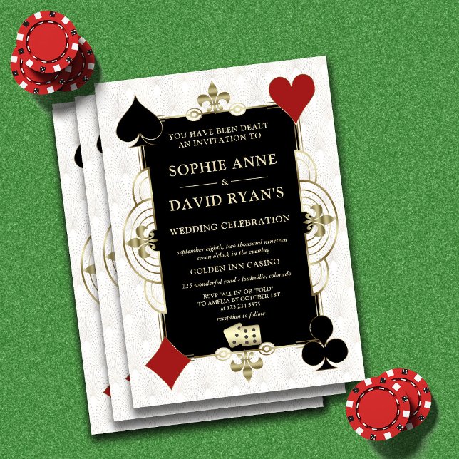 Invitation Glam QR Code Art Deco Casino Vegas Poker Wedding (Créateur téléchargé)