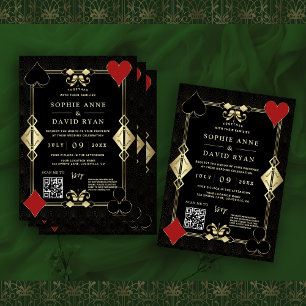 Invitation Glam QR Code Roaring 20s Gold Art Déco Mariage