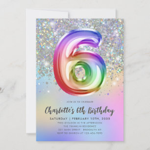Invitation Glam Rainbow Parties scintillant Foil Balloon 5e a