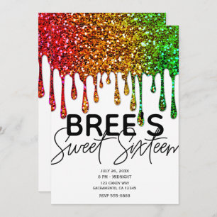 Invitation Glam Rasta Rainbow Parties scintillant Drips Sweet
