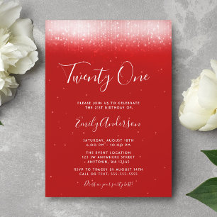 Invitation Glam Red 21e anniversaire