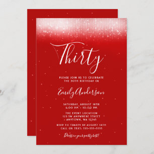 Invitation Glam Red 30th Birthday