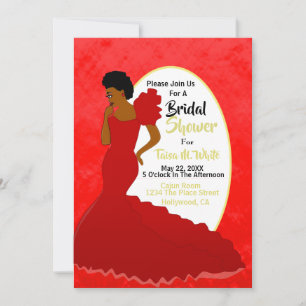 Invitation Glam Red & Gold African American Fête des mariées