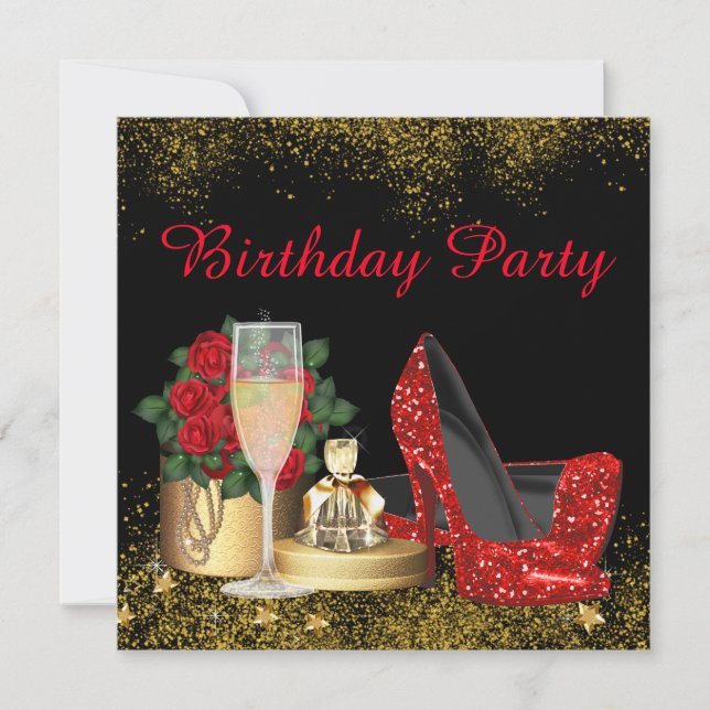 Invitation Glam Red High talon Chaussure fête d'anniversaire (Devant)