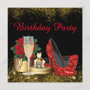 Invitation Glam Red High talon Chaussure fête d'anniversaire
