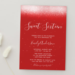 Invitation Glam Red Sweet 16