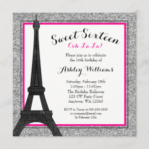Invitation Glam rose chaud Paris Faux thématisés Parties scin