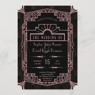 Invitation Glam Rose Gold Art Déco Gatsby Mariage des années 