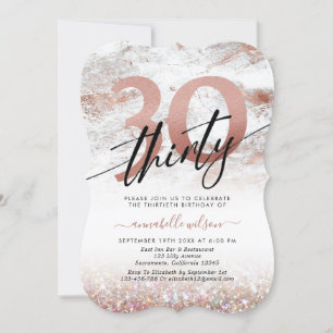 Invitation Glam Rose Gold Marbre & Parties scintillant 30e an