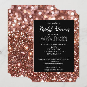 Invitation Glam Rose Gold Pailleté Noir 