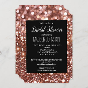 Invitation Glam Rose Gold Parties scintillant Noir