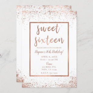 Invitation Glam rose or rose Moderne Chic Sweet 16