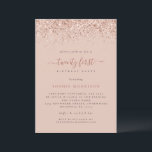 Invitation Glam Rose Parties scintillant 21e fête d'anniversa<br><div class="desc">Glam Rose Gold Parties scintillant 21st Birthday Party Invitation. Une bordure de parties scintillant en or rose est en haut de chaque côté avec un arrière - plan de couleur de coordination, et Twenty first est dans un script de style manuscrit avec des swashes. Personnalisez facilement le texte à vos...</div>