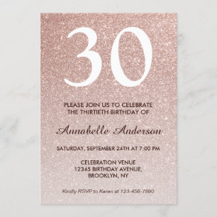 Invitation Glam Rose Rose Gold Parties scintillant Étincelle 