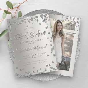 Invitation Glam Silver Chic Parties scintillant Photo Sweet 1