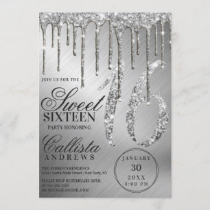 Invitation Glam Silver Parties scintillant métalliques doux 1