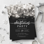 Invitation Glam Silver Winter Sparkling Company Fête de Noël<br><div class="desc">Elégant Formal Company et entreprise Fête de Noël / Cocktail / Dîner Invitation modèle avec feux de parties scintillant. Impressionnez vos amis et collègues avec ce design sophistiqué et élégant d'invitation.</div>