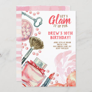 Invitation Glam Spa Maquillage fête d'anniversaire