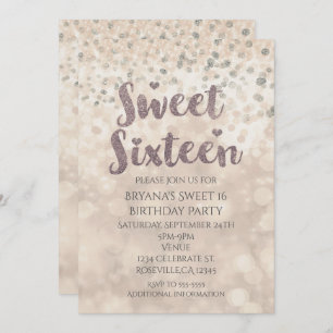 Invitation Glam Sparkle Confetti Sweet 16 Anniversaire Invita