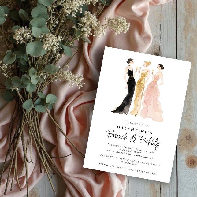 Invitation Glam Three Elegant Women Galentine's Day Party (Glam Three Elegant Women Galentine's Day Party Invitation Cards for Best Friends.)