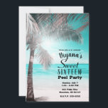 Invitation Glam tropical rose Aqua Blue Beach Palm Sweet 16<br><div class="desc">Personnaliser pour tout événement.</div>