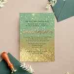 Invitation Glam Turquoise Et Parties scintillant Or Foil Quin<br><div class="desc">Design d'invitation personnalisé moderne et sophistiqué Quinceañera avec parties scintillant turquoise et or faux et arrière - plan de feuille avec des lumières scintillantes.</div>