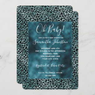 Invitation Glam Turquoise Turquoise Blue Empreinte de léopard