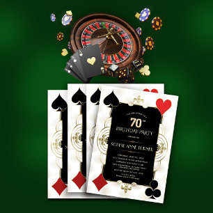 Invitation Glam Vegas Casino Poker Femme 70e anniversaire