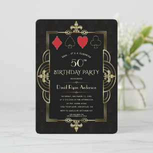 Invitation Glam Vegas Casino Royale Art Déco 50e anniversaire
