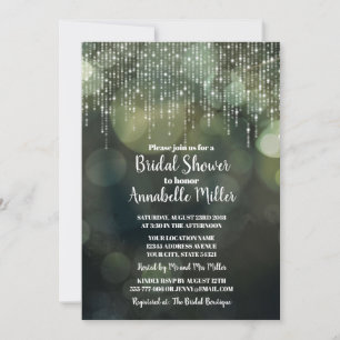Invitation Glam White Fairy Lights foncé BOKEH Fête des marié