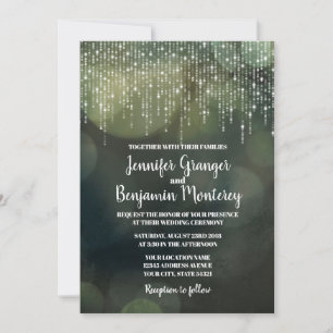 Invitation Glam White Fairy Lights green BOKEH Mariage